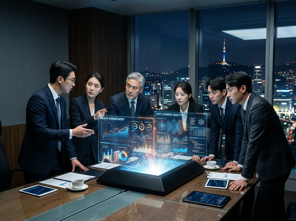 Corporate board meeting utilizing AI insights